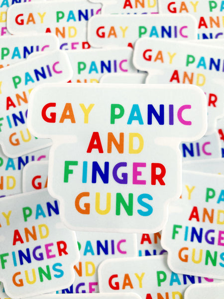 Gay Panic And Finger Guns Sticker