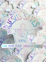 Jesus Saves 15% On His Car Insurance Sticker