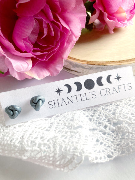 Silver Knot Stud Earrings