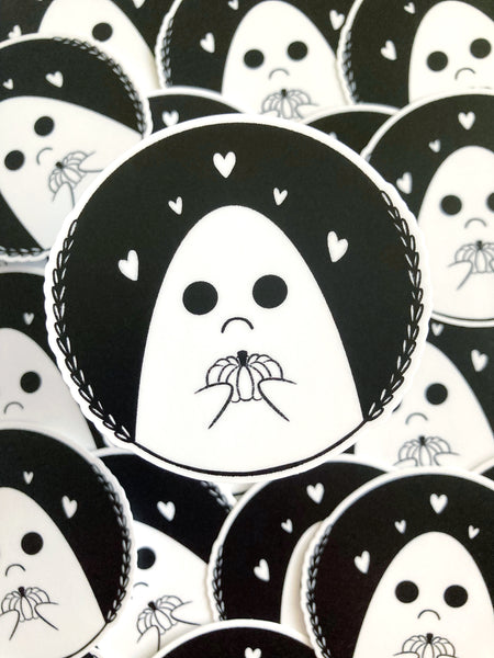 Sad Ghost And Pumpkin Sticker