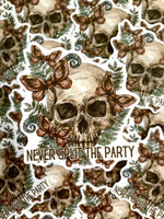 Never Split The Party Skull Sticker