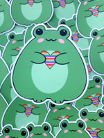 Frog Rainbow Heart Sticker