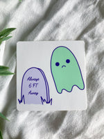 Always Six Feet Away Sad Ghost Comic Sticker