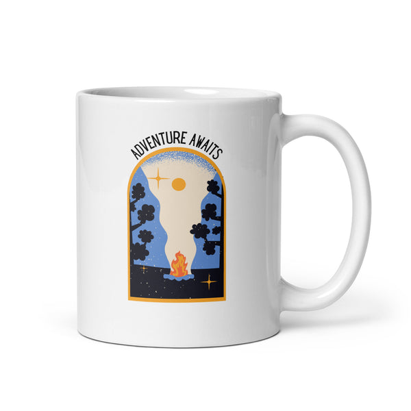 Adventure Awaits White glossy mug