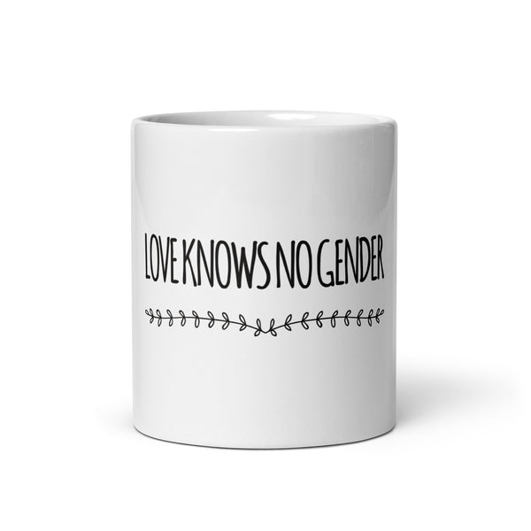 Love Knows No Gender White glossy mug