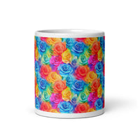 Rainbow Roses White glossy mug