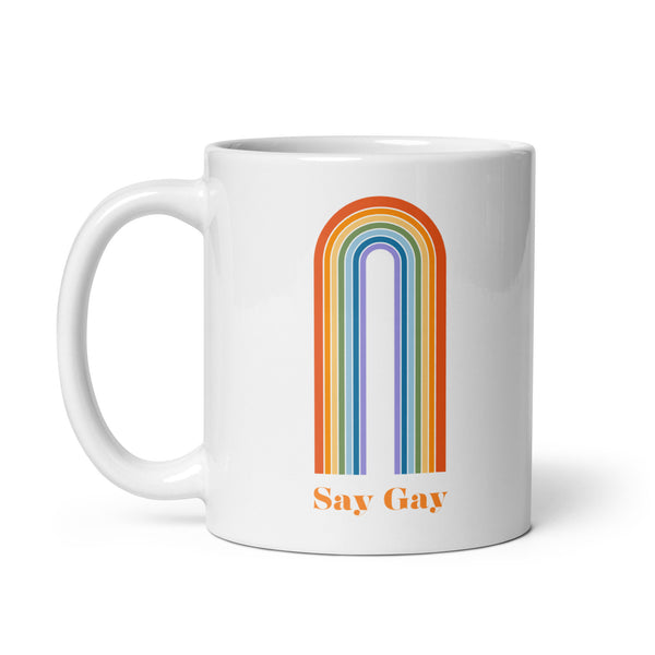 Say Gay White glossy mug