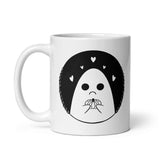 Sad Ghost Loves Halloween White glossy mug