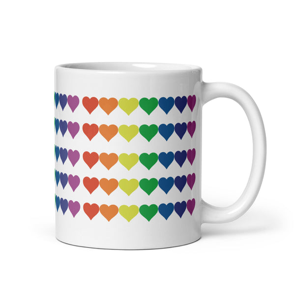 Rainbow Pride Hearts White glossy mug