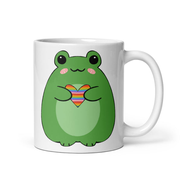 Rainbow Frog White glossy mug