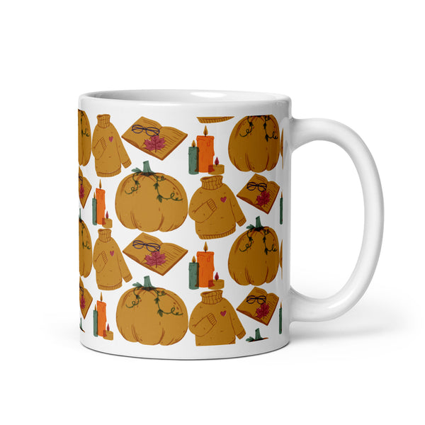 Fall Weather White glossy mug