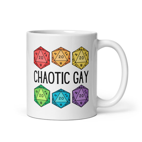 Chaotic Gay DND White glossy mug