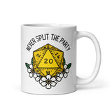 Never Split The Party DND White glossy mug