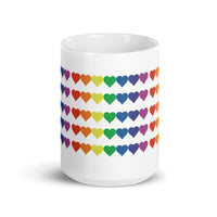 Rainbow Pride Hearts White glossy mug