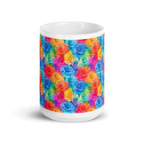 Rainbow Roses White glossy mug