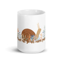 Move At Your Own Pace White glossy mug