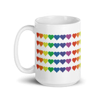 Rainbow Pride Hearts White glossy mug