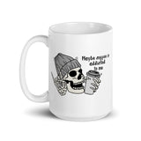 Maybe Coffee Is Addicted To Me White glossy mug