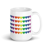 Rainbow Pride Hearts White glossy mug