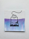 Mini Watercolor Tea Landscape Painting