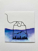 Mini Watercolor Tea Landscape Painting