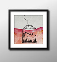 Mini Watercolor Tea Landscape Painting