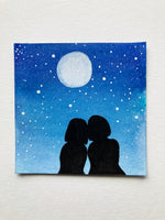 Mini Watercolor Stargazing Together Painting