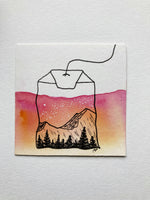 Mini Watercolor Tea Landscape Painting