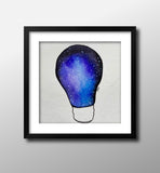 Mini Watercolor Lightbulb Galaxy Painting