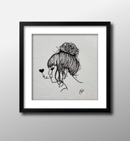 Mini Original Ink Art Kisses