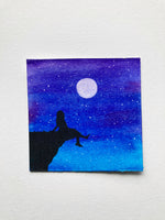 Mini Watercolor Stargazing Painting