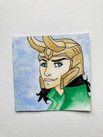 Mini Watercolor God of Mischief Painting