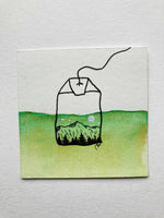 Mini Watercolor Tea Landscape Painting