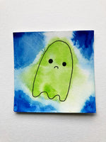 Mini Sad Ghost Comic Watercolor Painting