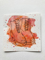 Mini Watercolor Witch Boots Painting