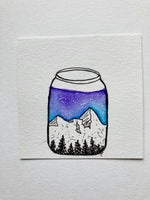 Mini Watercolor Mason Jar Landscape Painting