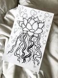 Succulent Jellyfish Original Ink Drawing