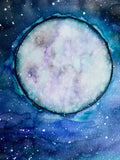 Original Watercolor Winter Full Moon