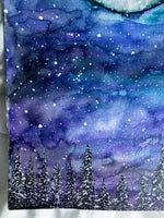 Original Watercolor Winter Full Moon