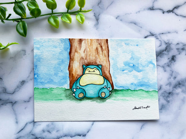 Original Watercolor Snoring Mon