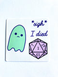 Sad Ghost Comic *sigh* I Died Sticker