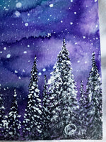 Original Watercolor Winter Full Moon