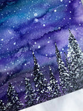 Original Watercolor Winter Full Moon