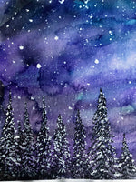 Original Watercolor Winter Full Moon