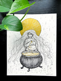 Original Witch Magic Moon Ritual Ink Art