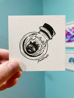 Original ink art Fire in a Bottle