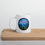 Forest Watercolor Sunset White glossy mug