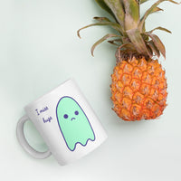 I miss hugs Sad Ghost Comic White glossy mug