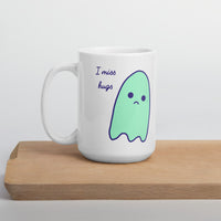 I miss hugs Sad Ghost Comic White glossy mug