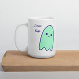 I miss hugs Sad Ghost Comic White glossy mug